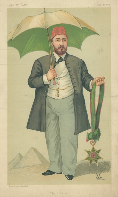 H. H. Mehemed Tewfik-Pasha, Khedive of Egypt, The Khedive, 20 January 1883, Vanity Fair Cartoon by English School