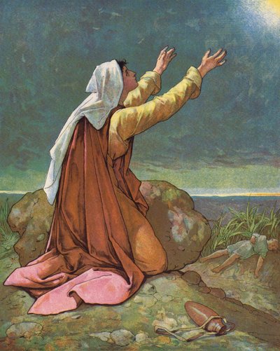 Hagar and Ishmael in the Desert by English School