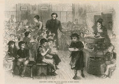 Halfpenny dinners for poor children in East London by English School