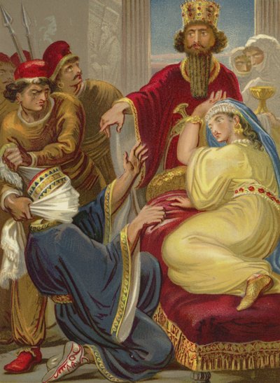 Haman Asking His Life of Queen Esther by English School