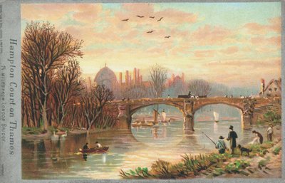 Hampton Court on the River Thames by English School