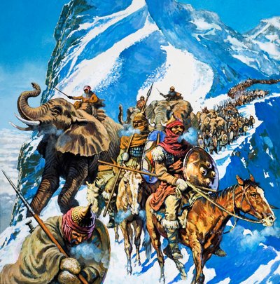 Hannibal Crossing the Alps by English School
