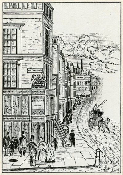 Hatton Garden and Holborn, 1866 by English School