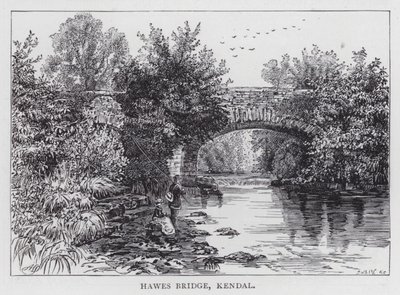 Hawes Bridge, Kendal (engraving) by English School