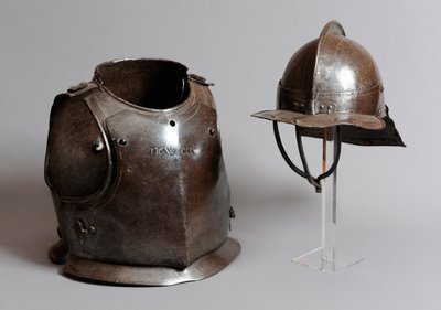 Helmet, breastplate and back plate, mid 17th century by English School