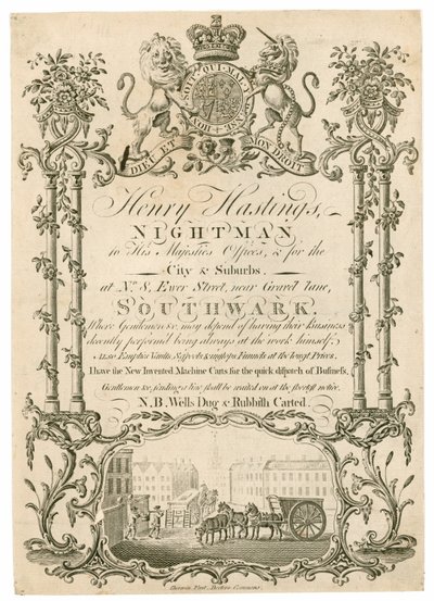 Henry Hastings, Nightman, Trade Card by English School