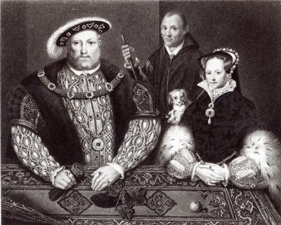 Henry VIII, His Daughter Queen Mary and Will Somers, After a 16th Century Oil Painting, Painted Posthumously, 1821 by English School