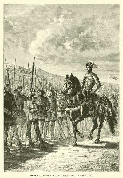 Henry V reviewing his troops before Agincourt by English School