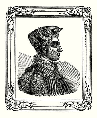 Henry V was born in 1388, crowned in 1413, and died in 1422 by English School