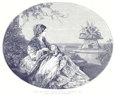 Her Majesty and Prince Arthur, 1850 by English School