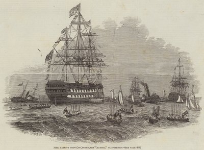 Her Majesty going on Board the "Albion," at Spithead by English School