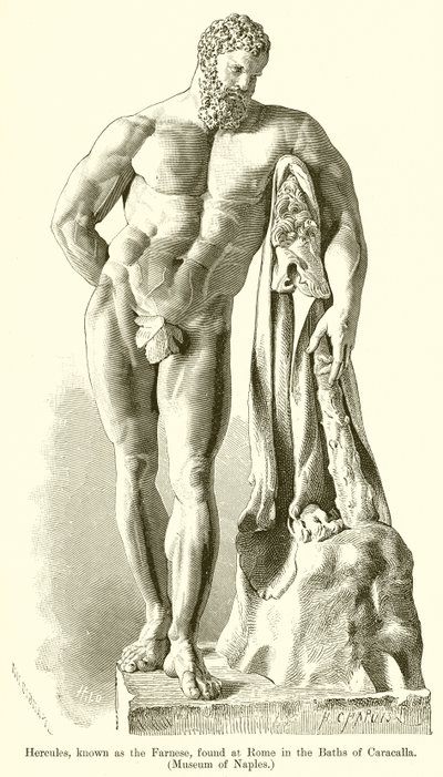 Hercules, Known as the Farnese, found at Rome in the Baths of Caracalla (Museum of Naples) by English School