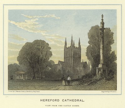 Hereford Cathedral, View from the Castle Green by English School