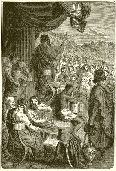 Herodotos Reading His History at a Public Festival by English School