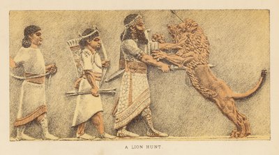 Herodotus: A lion hunt by English School