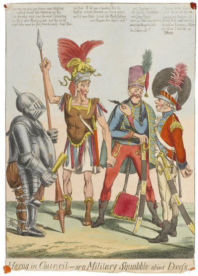Heroes in Council - or a Military Squabble about Dress, c.1820 by English School