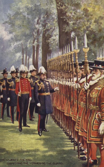 His Majesty the King inspecting the Yeomen of the Guard by English School