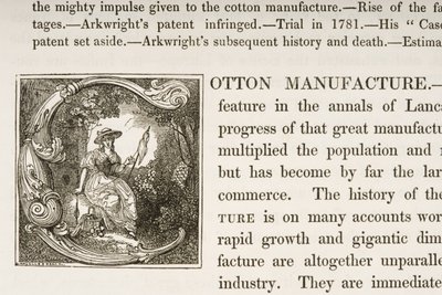 Historiated Initial C, from a book on British Cotton Manufacturing by English School