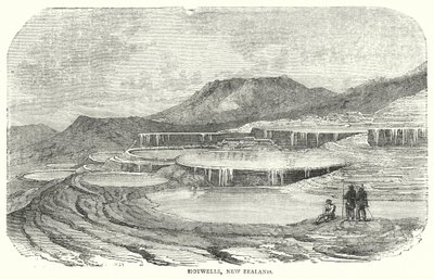 Hotwells, New Zealand (engraving) by English School