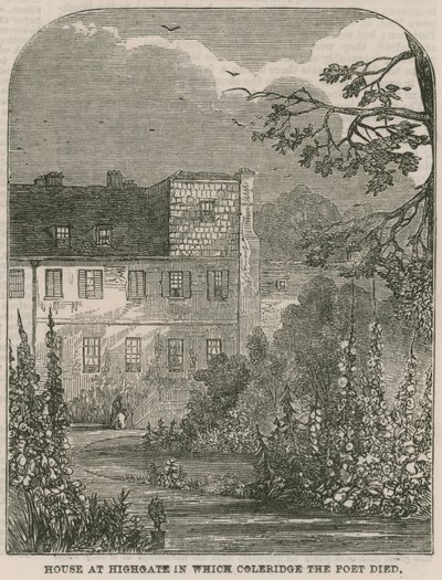 House at Highgate, London, in Which Samuel Coleridge the Poet Died by English School