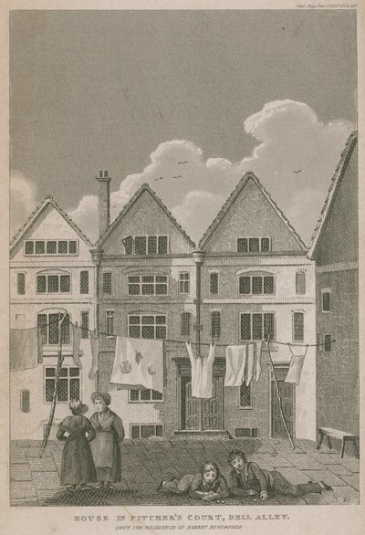 House in Pitchers Court, Bell Alley, Once the Residence of Robert Bloomfield by English School