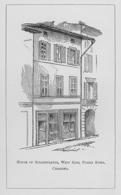 House of Stradivarius, West Side, Piazza Roma, Cremona (engraving) by English School