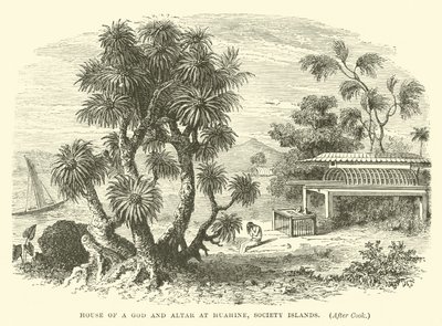 House of a God and Altar at Huahine, Society Islands, after Cook by English School
