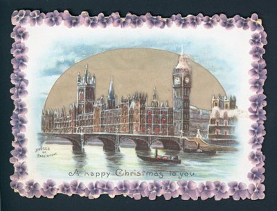 Houses of Parliament in winter by English School