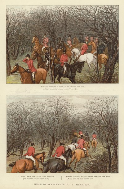 Hunting Sketches by English School