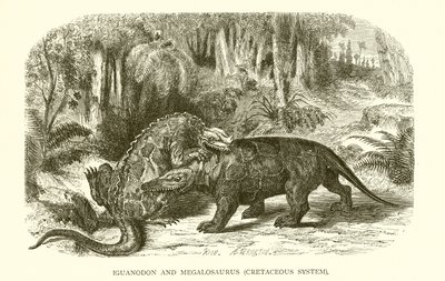 Iguanodon and Megalosaurus, Cretaceous System by English School