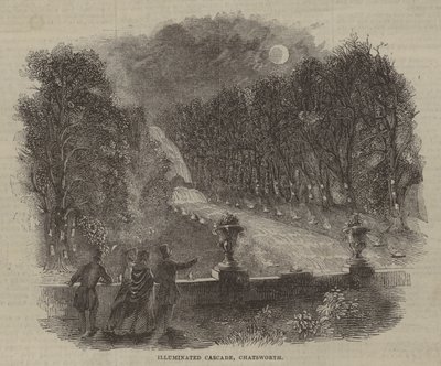 Illuminated Cascade, Chatsworth by English School