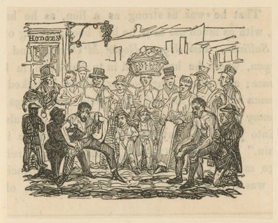 Illustration Depicting a Crowd of People Watching a Boxing Match by English School