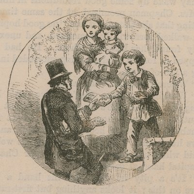 Illustration Depicting a Postman Delivering Mail by English School