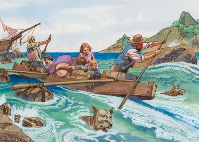 Illustration for Swiss Family Robinson by English School