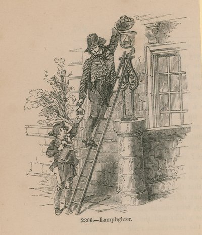 Illustration of a Lamplighter by English School
