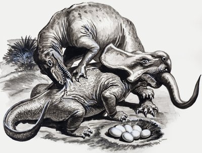 In the Days of the Dinosaurs: Discovery in the Desert by English School