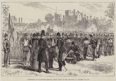 Inspection of Volunteer Medical Staff Corps in the Grounds of Lambeth Palace by English School