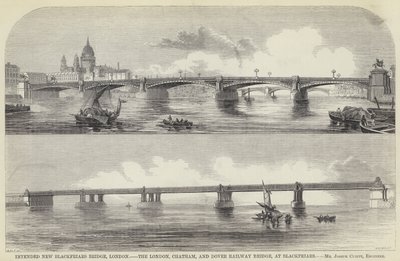 Intended New Blackfriars Bridge, London, the London, Chatham, and Dover Railway Bridge, at Blackfriars by English School