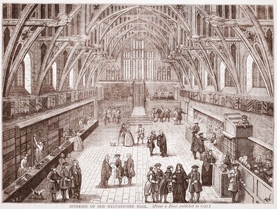 Interior of Old Westminster Hall, from a print published in 1797 by English School