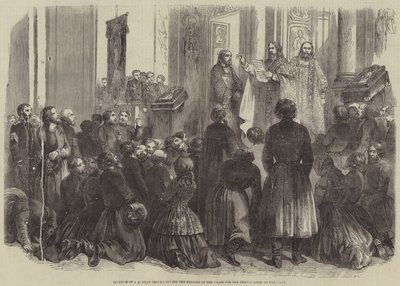Interior of a Russian Church during the Reading of the Ukase for the Emancipation of the Serfs by English School