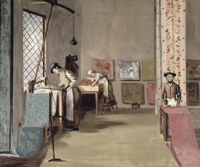 Interior of a Wallpaper Manufactory by English School
