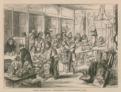 Interior of a pawnbrokers shop by English School