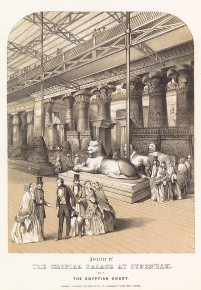 Interior of the Crystal Palace at Sydenham - The Egyptian Court by English School