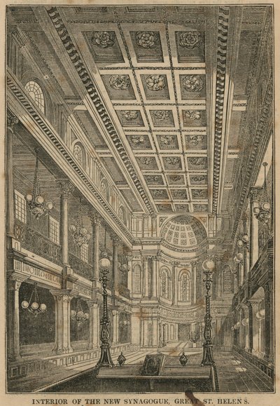 Interior of the New Synagogue, Great St Helens, London by English School