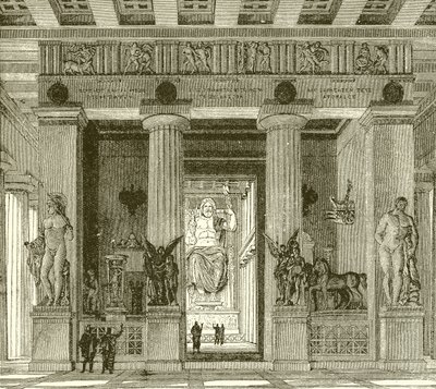 Interior of the Splendid Temple of Zeus in Olympia by English School