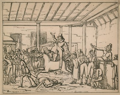 Interior of the Old Tattersalls Auction House by English School