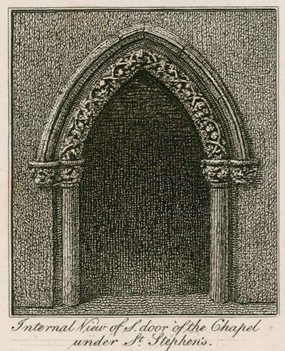 Internal view of South door of the Chapel under St Stephens by English School
