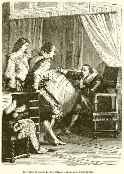 Interview of James I with Prince Charles and Buckingham by English School