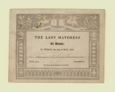 Invitation from The Lady Mayoress, At Home, 21 May 1830 by English School
