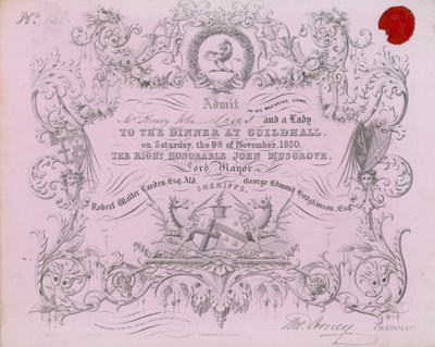 Invitation to a Banquet at the Guildhall, London, on 9 November 1850 by English School